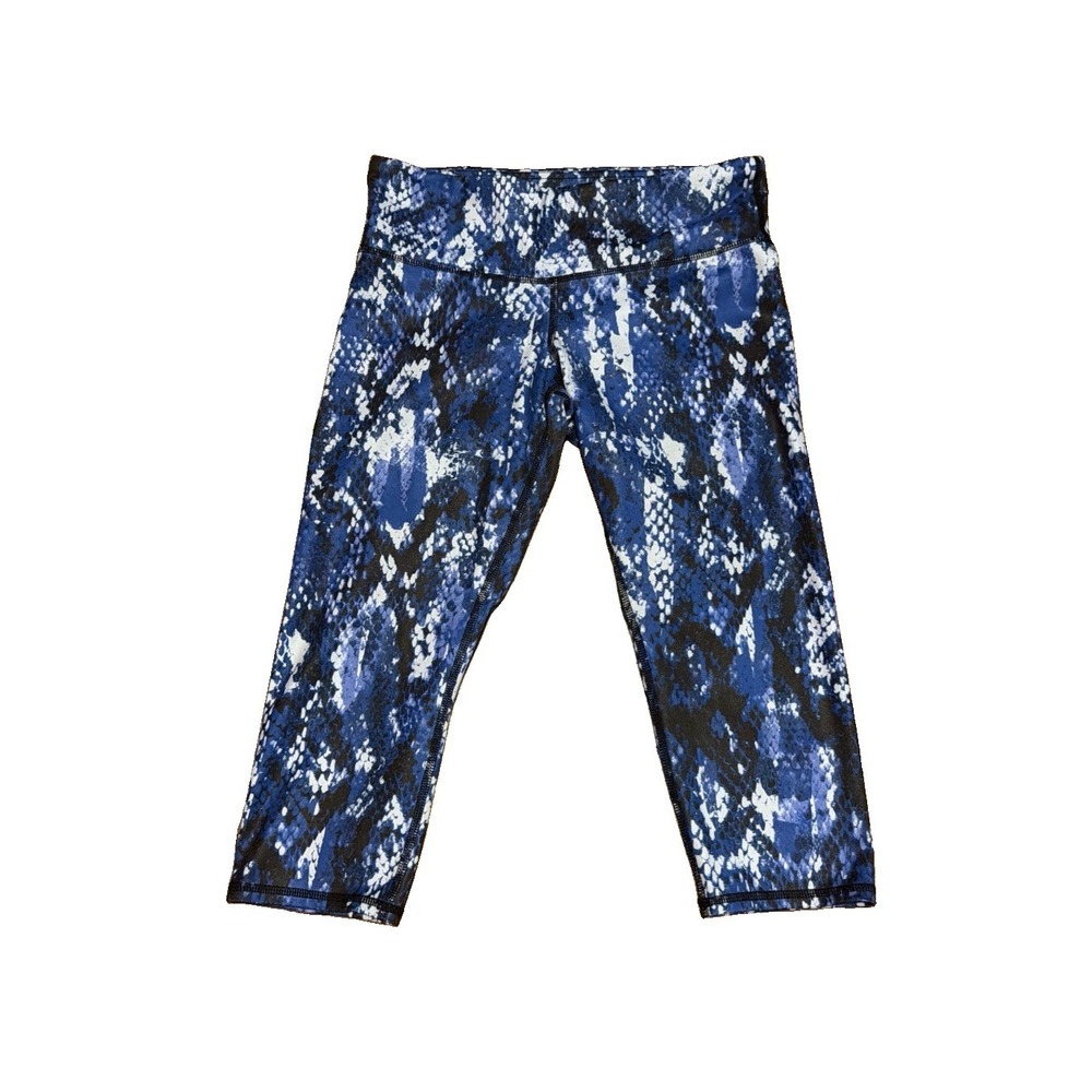 Alo Yoga Women's Leggings XS Blue Snake Print Python Airbrush Capri Yoga Pants
